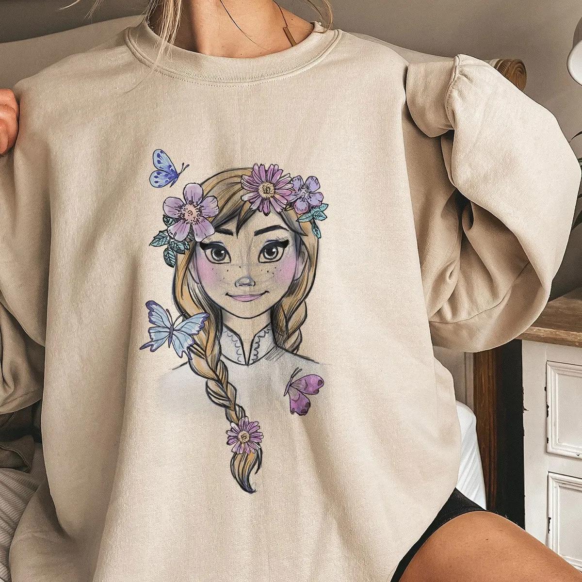 Frozen Anna Illustrated Boho Flowers Graphic Shirt 2