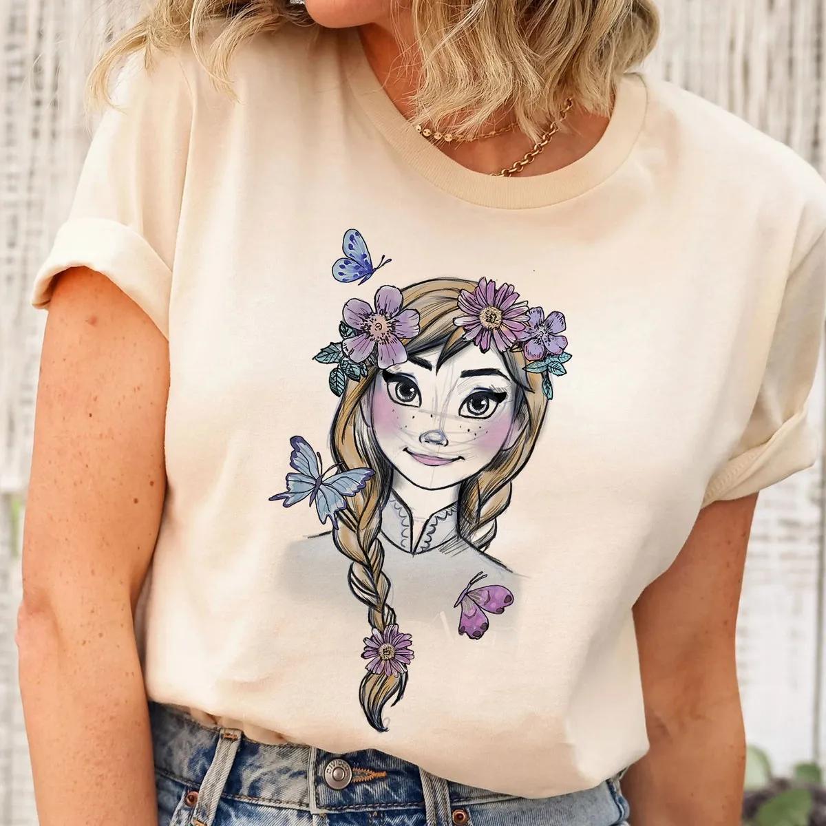 Frozen Anna Illustrated Boho Flowers Graphic Shirt 5