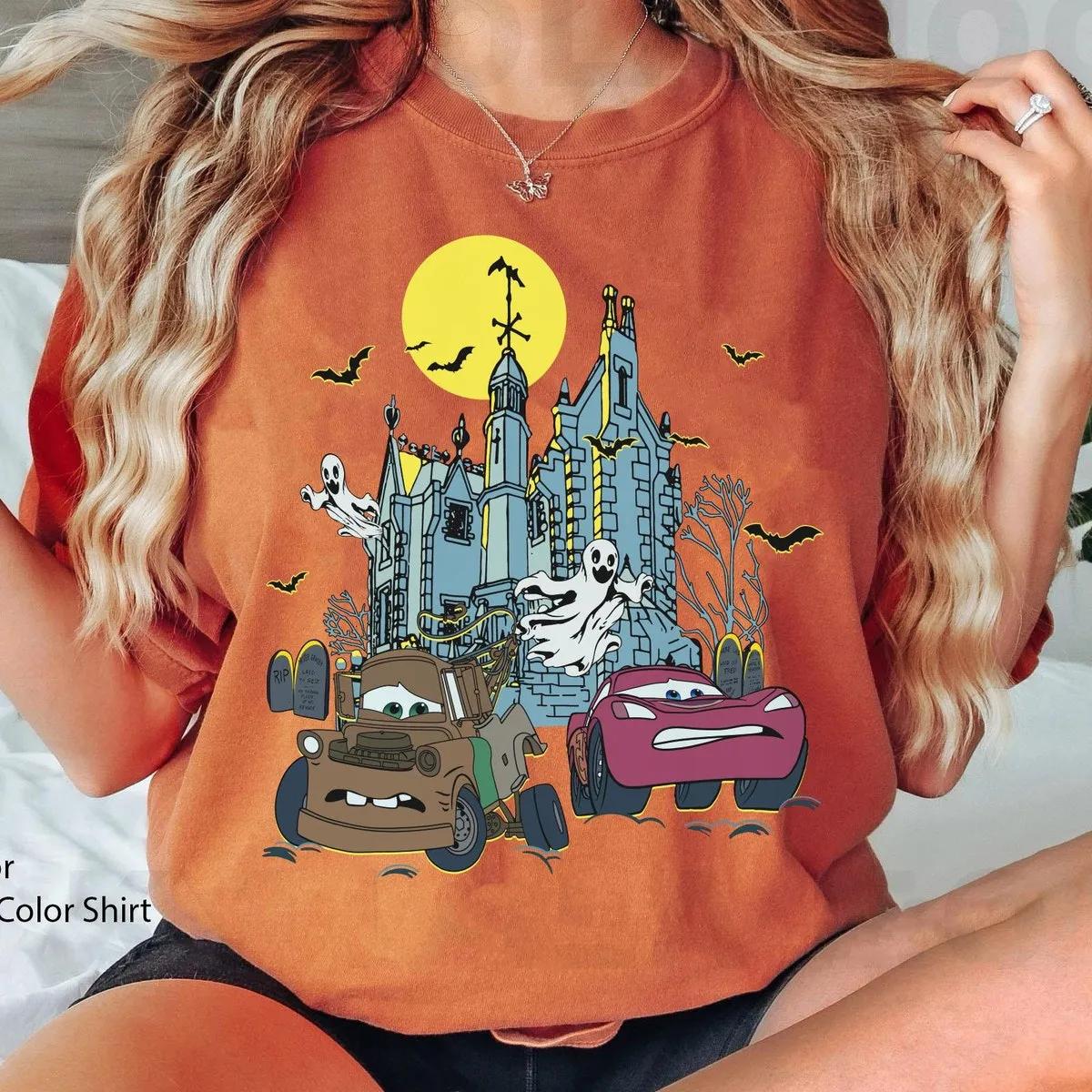 Scary Lightning Mcqueen Tow Mater The Haunted Mansion Halloween Shirt 3