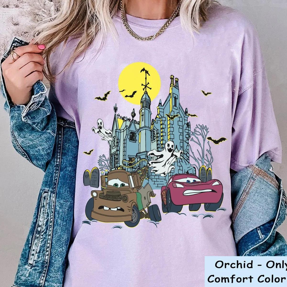 Scary Lightning Mcqueen Tow Mater The Haunted Mansion Halloween Shirt 4