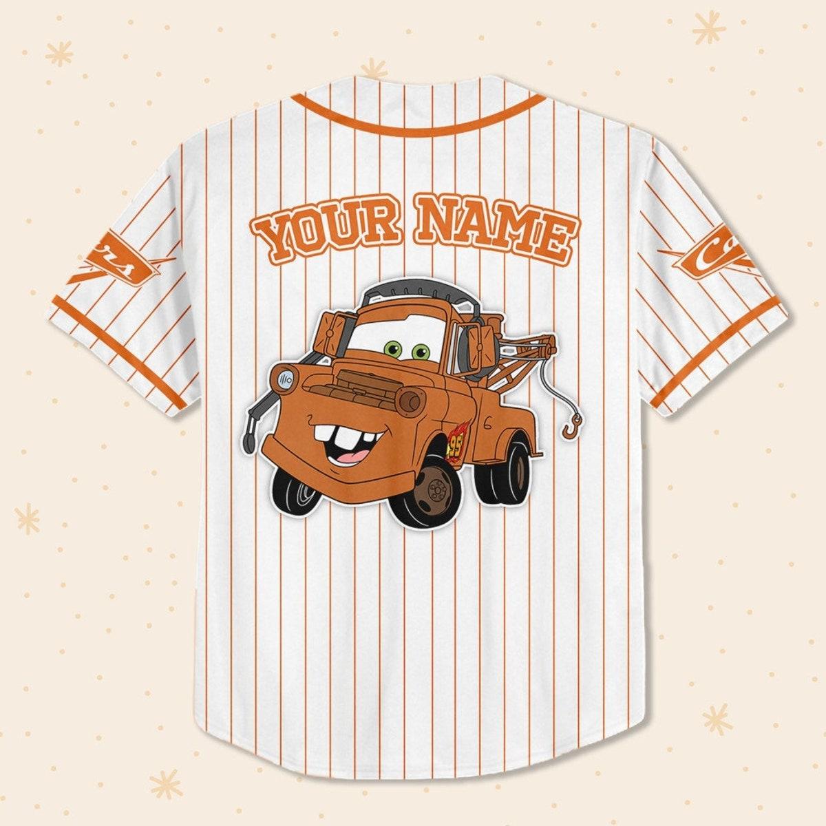 Custom Disney Cars Lightning Tow Mater Baseball Jersey 3