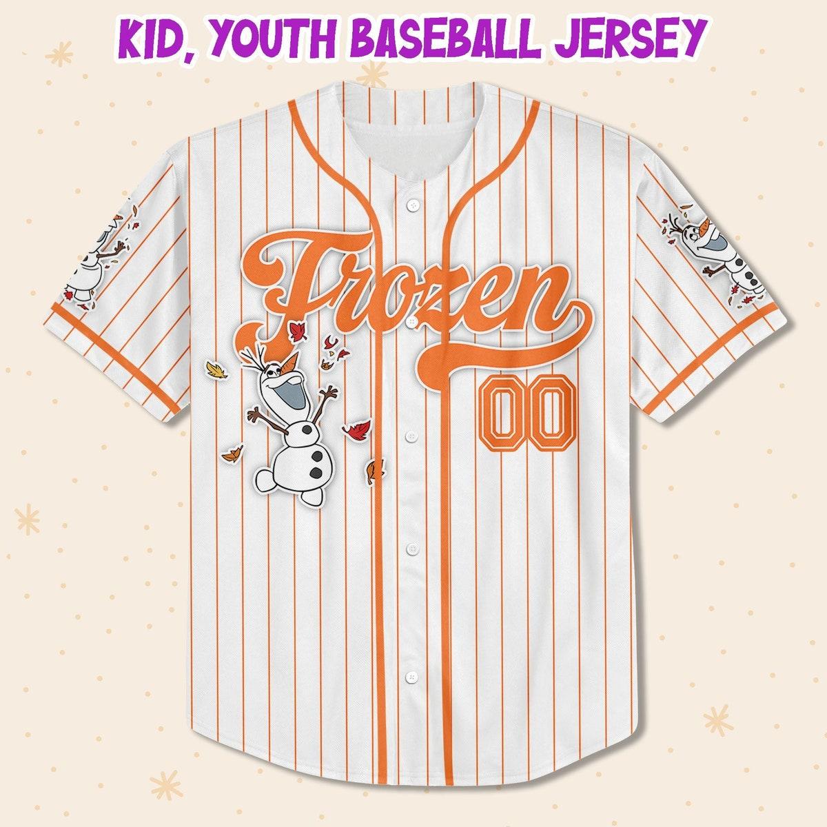 Custom Disney Frozen Olaf Simple Stripe Baseball Jersey 2