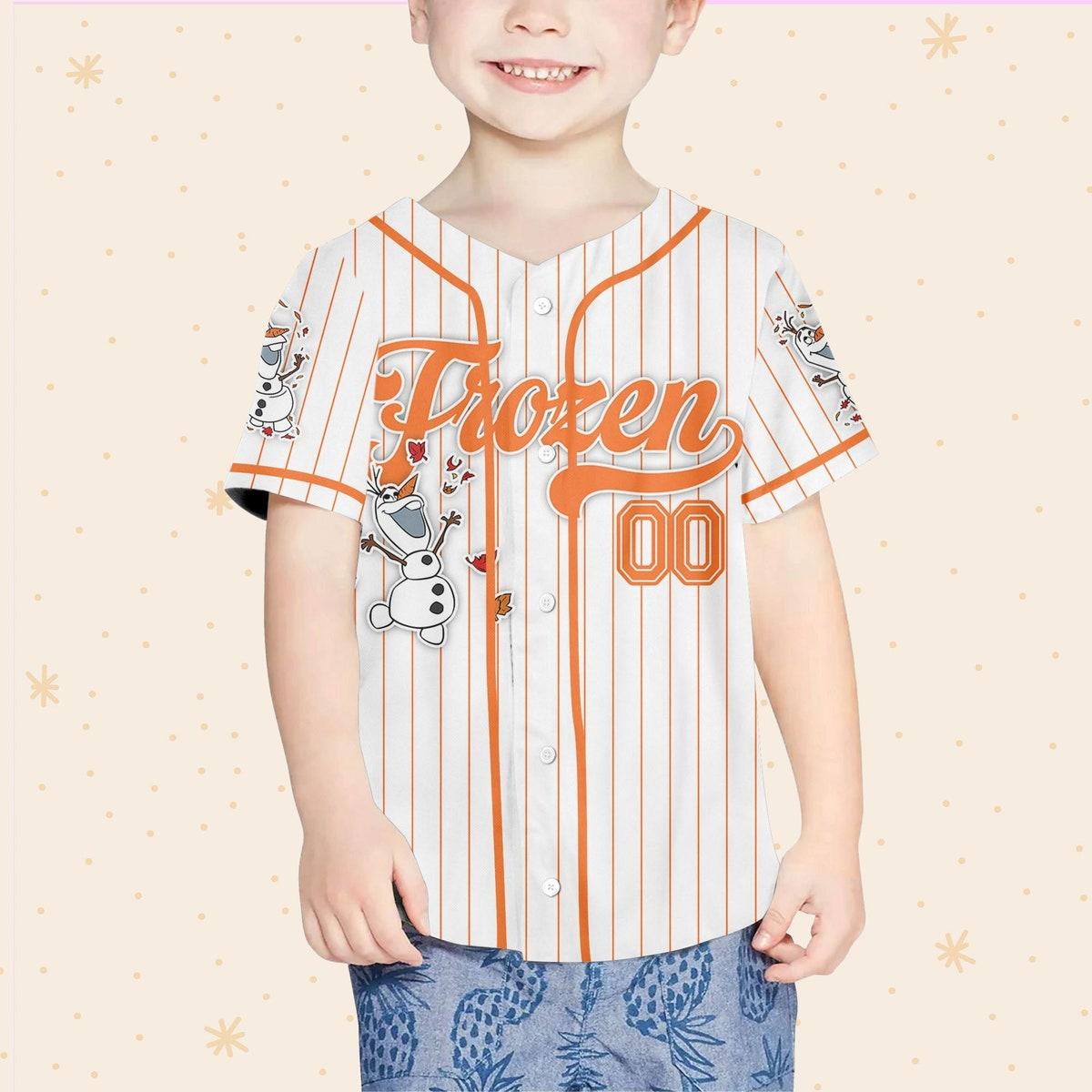 Custom Disney Frozen Olaf Simple Stripe Baseball Jersey 4