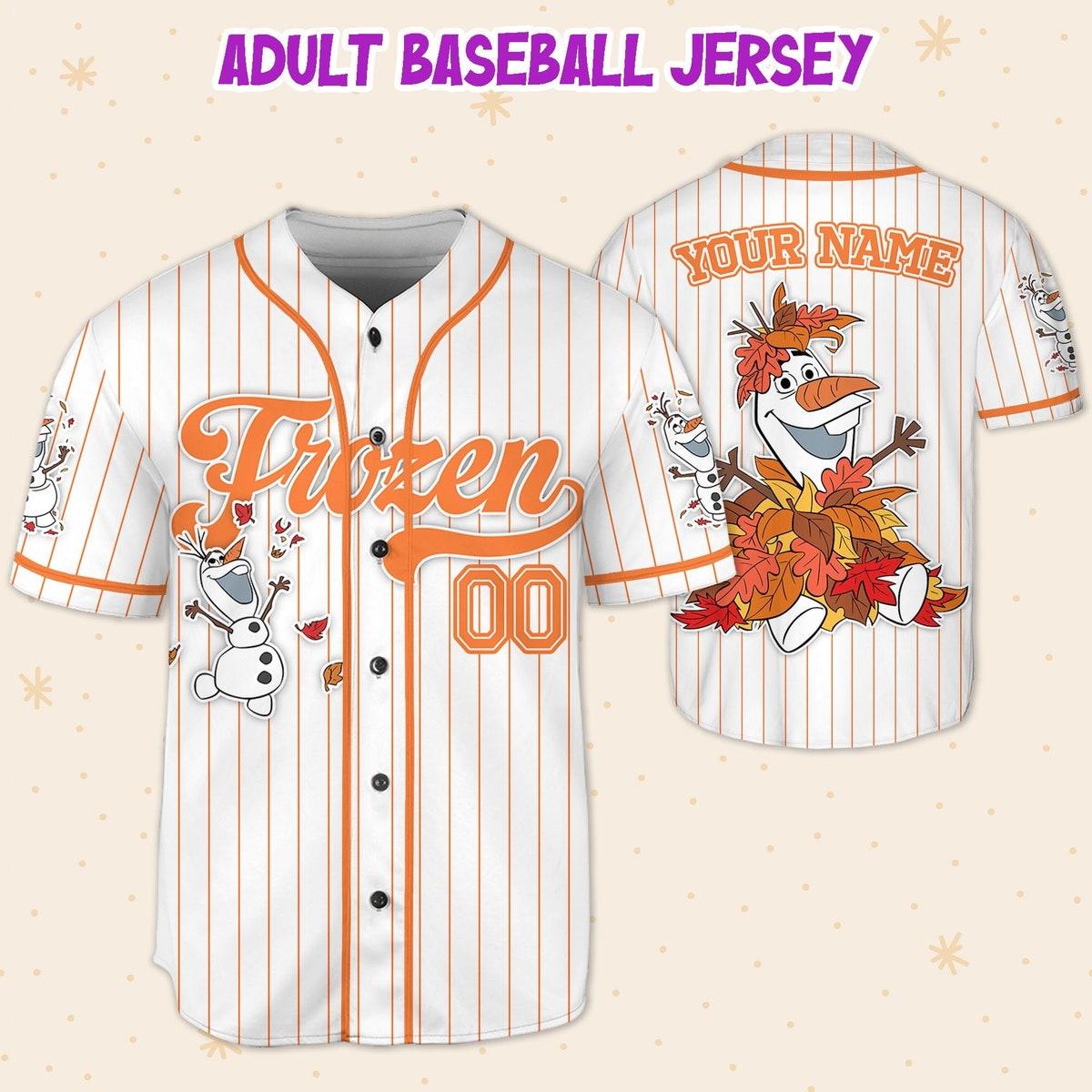 Custom Disney Frozen Olaf Simple Stripe Baseball Jersey 5