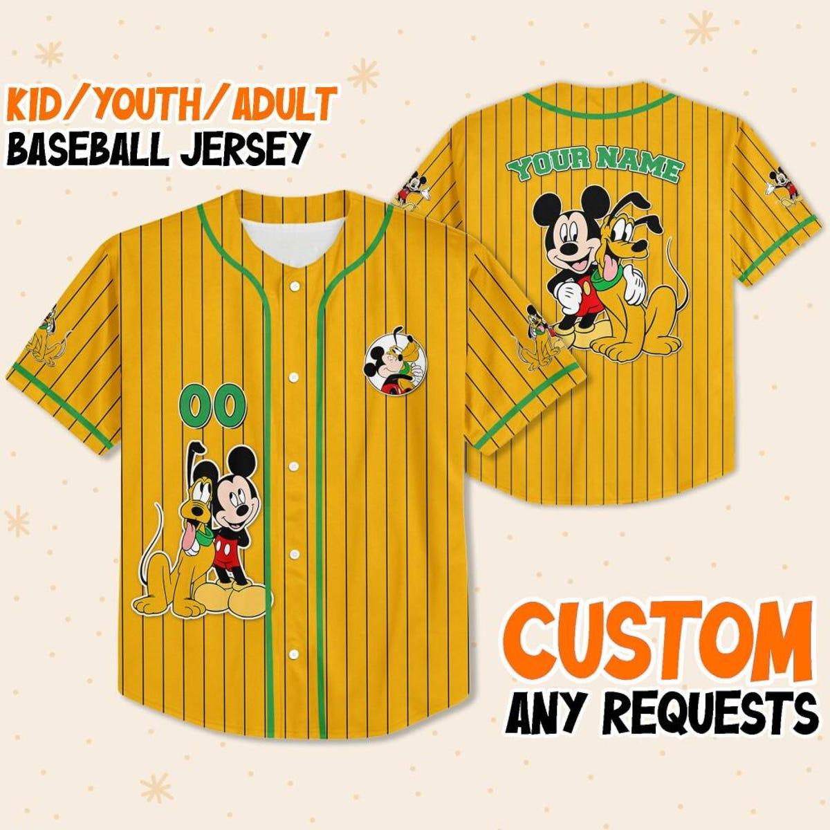 Personalize Disney Mickey Mouse Play With Pluto Baseball Jersey 1