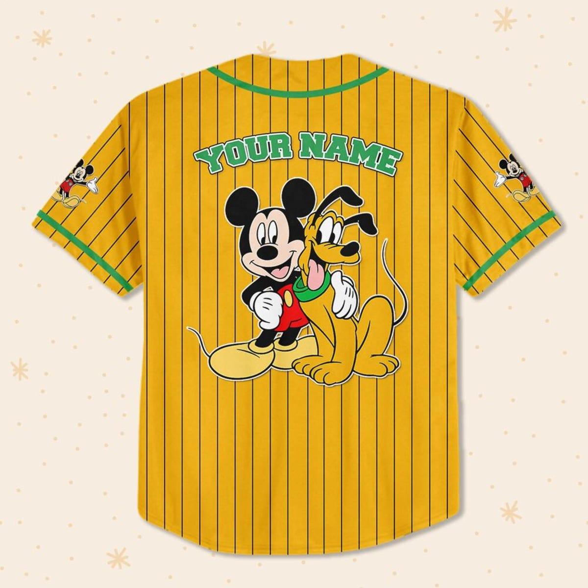 Personalize Disney Mickey Mouse Play With Pluto Baseball Jersey 3