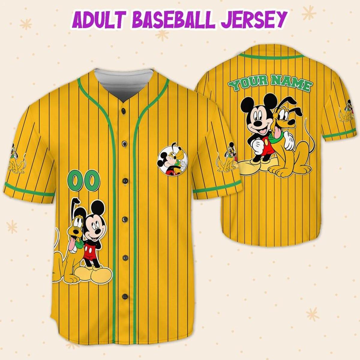 Personalize Disney Mickey Mouse Play With Pluto Baseball Jersey 5