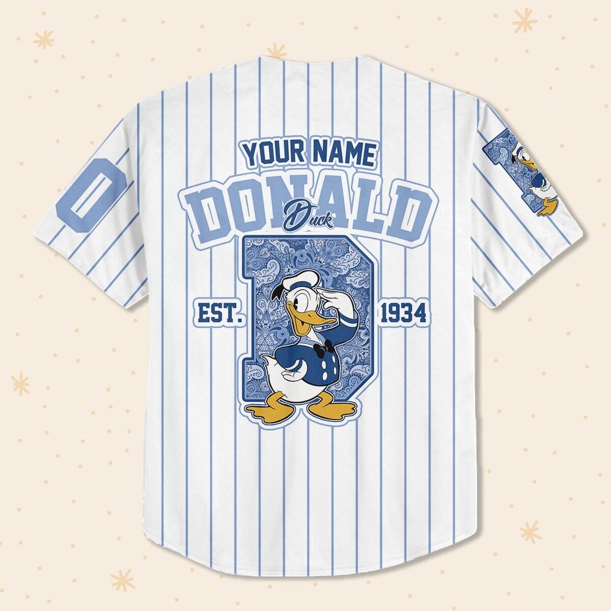 Personalize Donald Duck 1934 Custom Disney Baseball Jersey 3