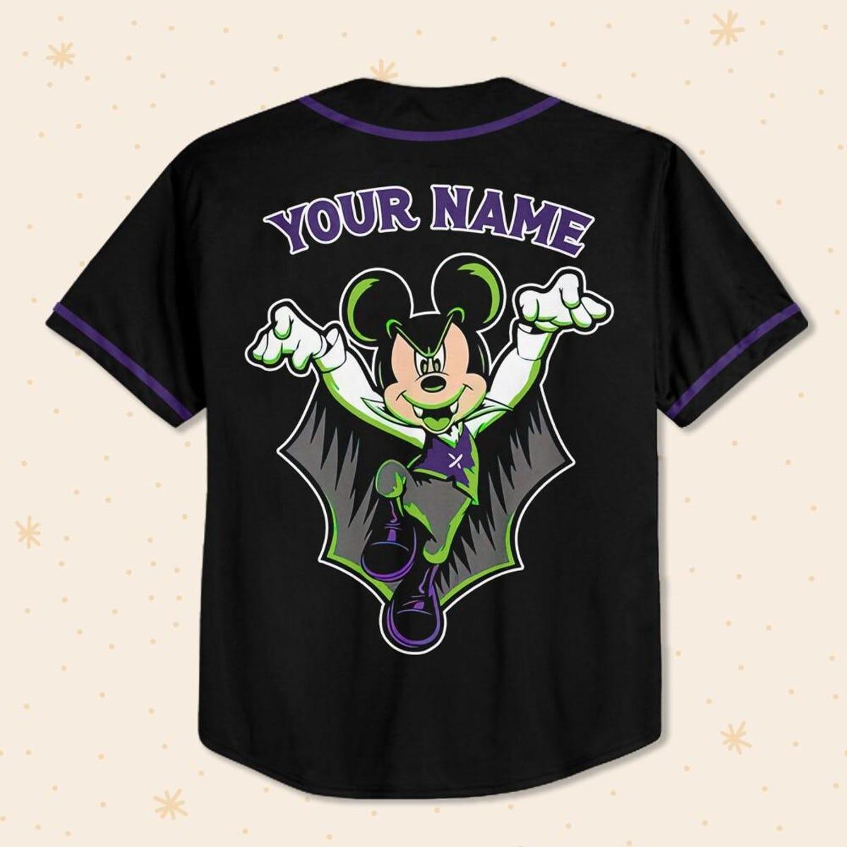 Personalize Halloween Vampire Mickey Mouse Baseball Jersey 3