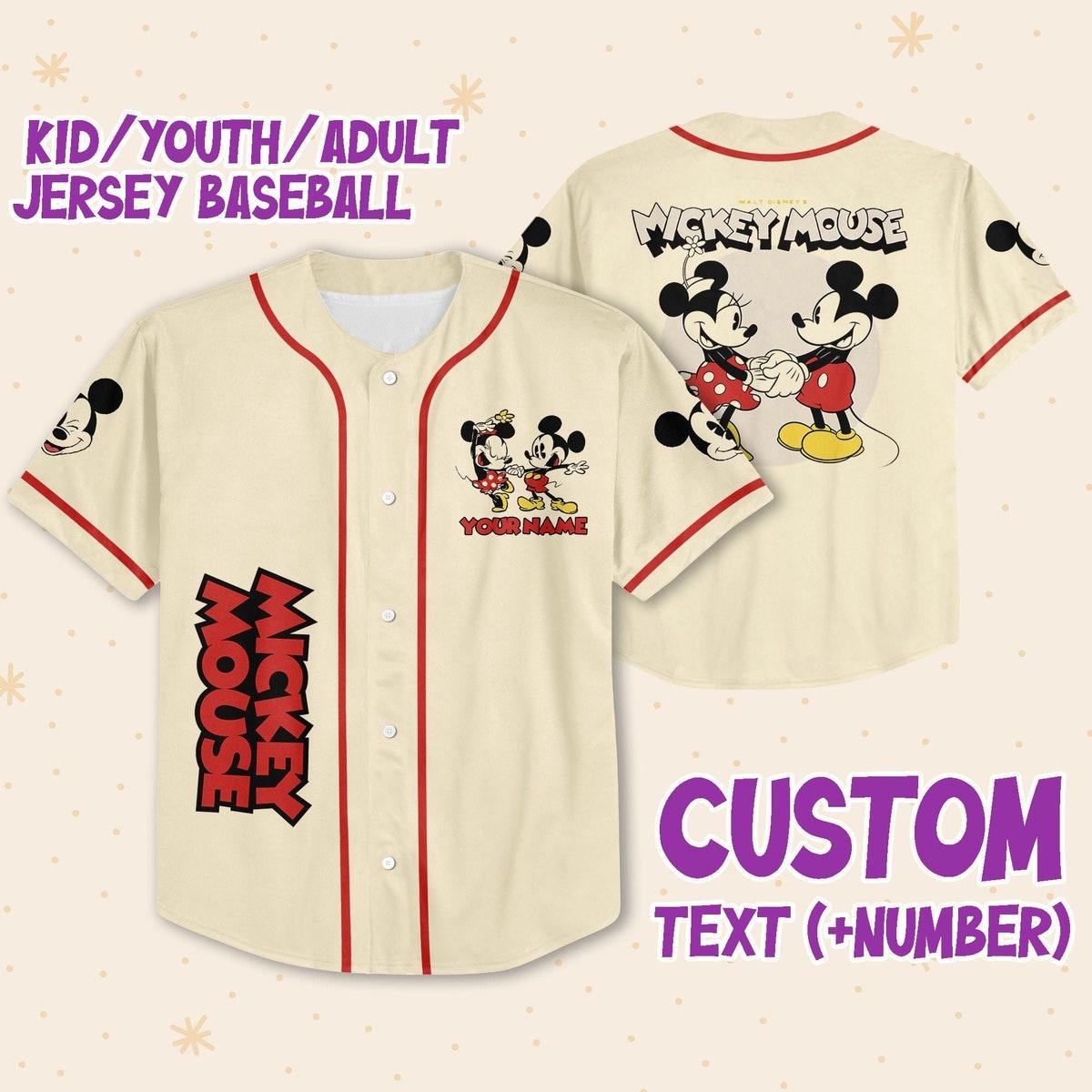 Personalize Mickey Classic Love Custom Name Disney Baseball Jersey 1