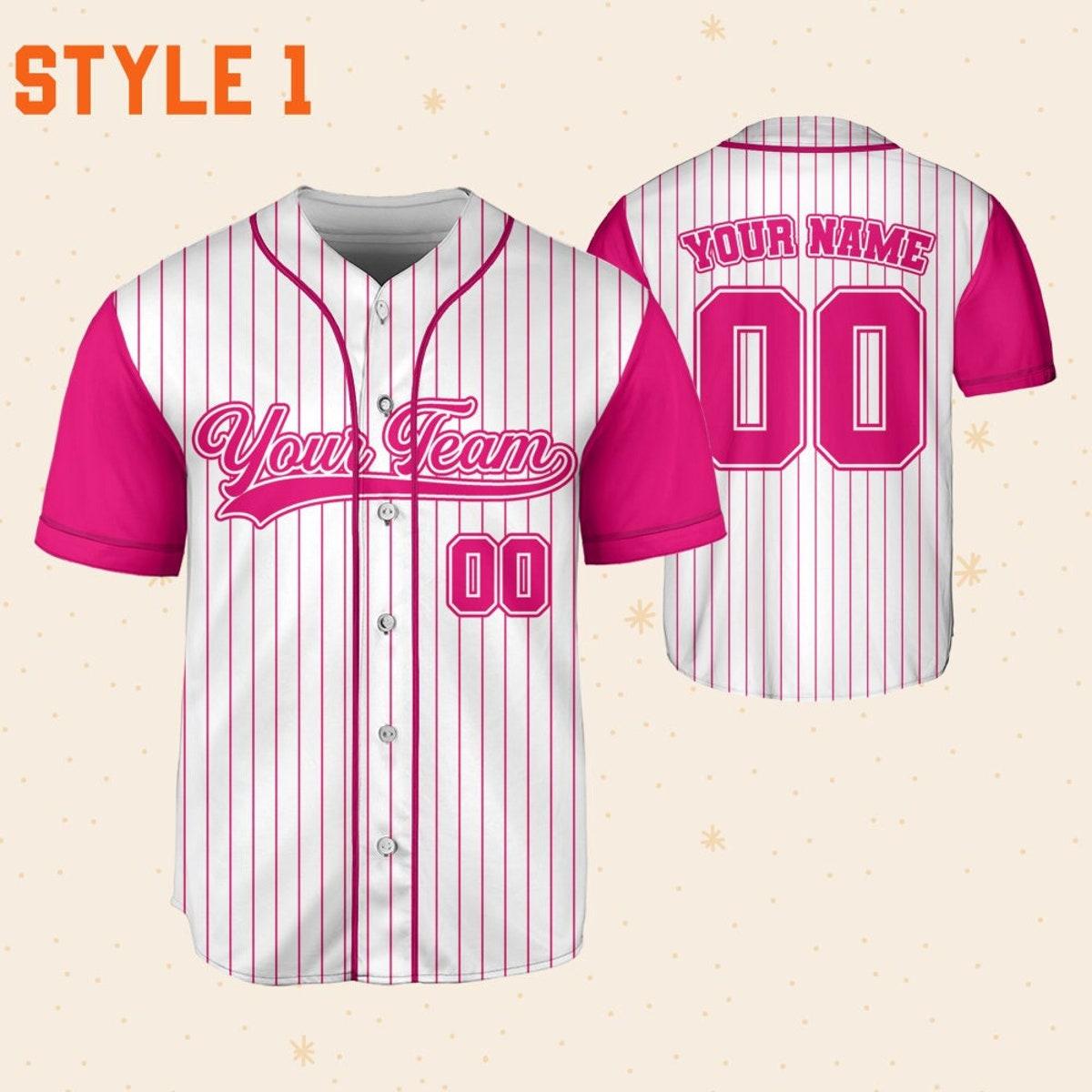 Personalized Team Name And Number Collection Pink Baseball Jersey 1