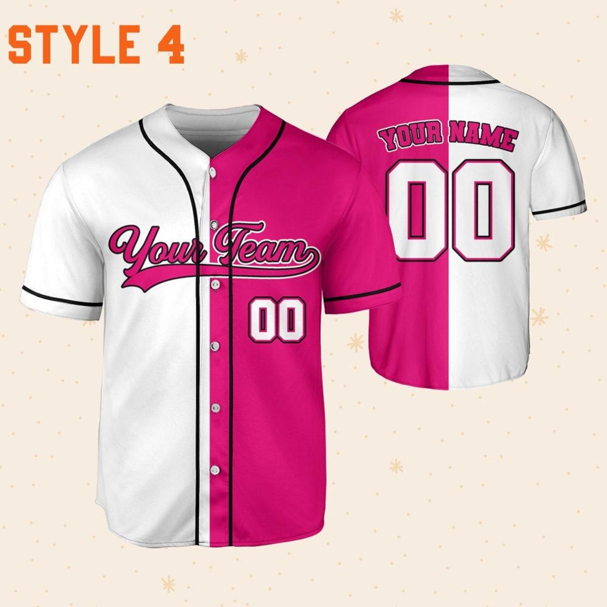 Personalized Team Name And Number Collection Pink Baseball Jersey 4