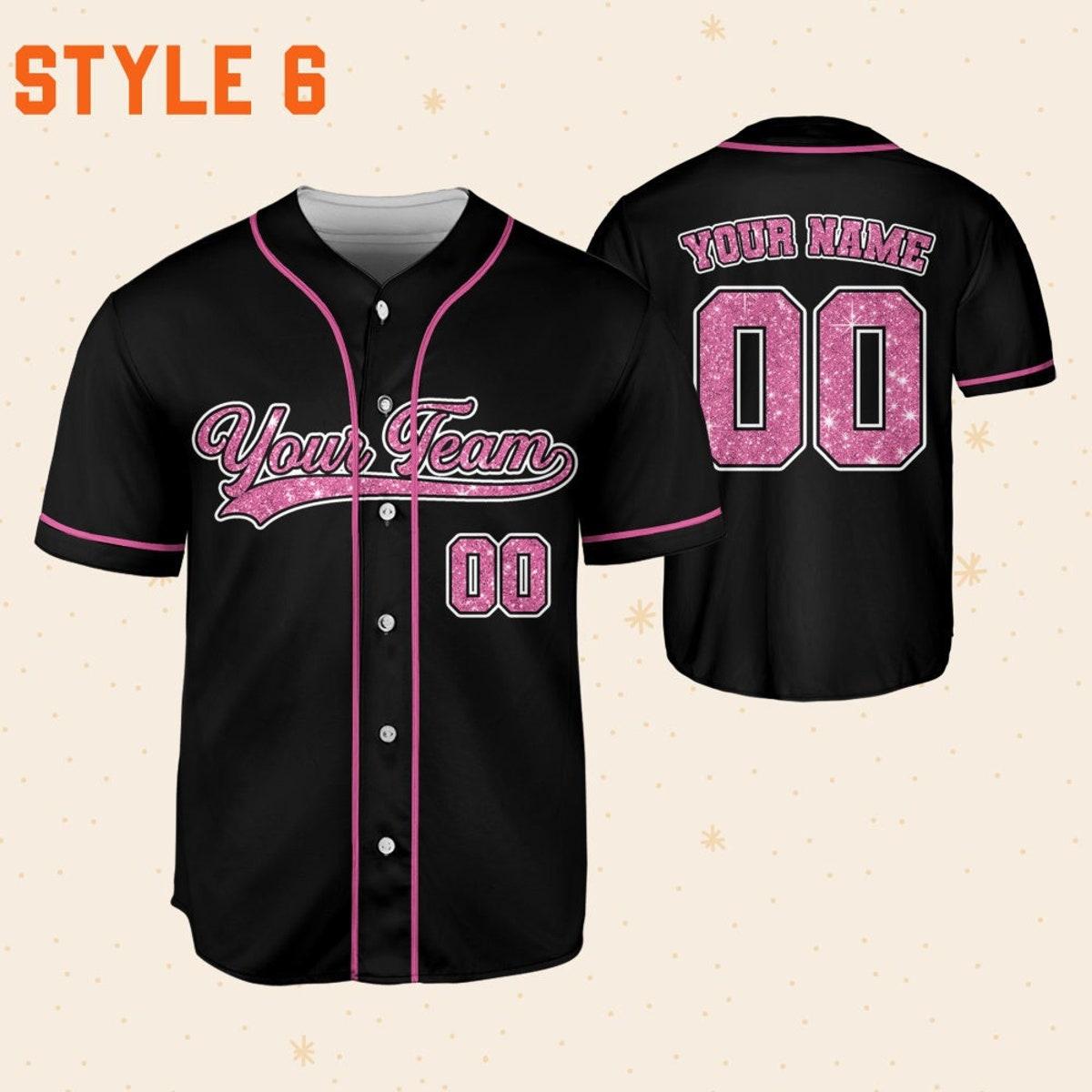 Personalized Team Name And Number Collection Pink Baseball Jersey 6